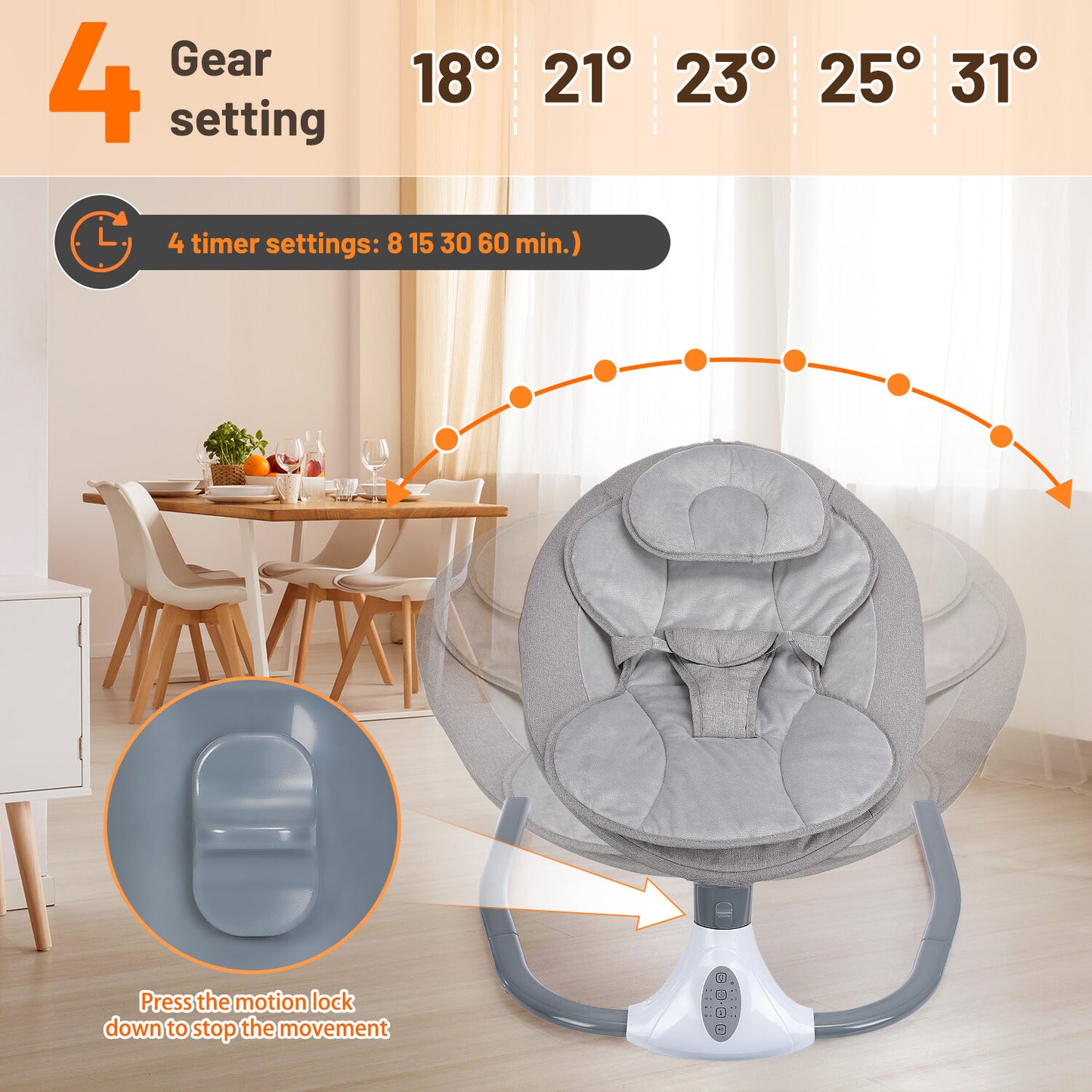 Bluetooth Electric Baby Swing Infant Cradle Bouncer Rocker Chair Music Remote UK