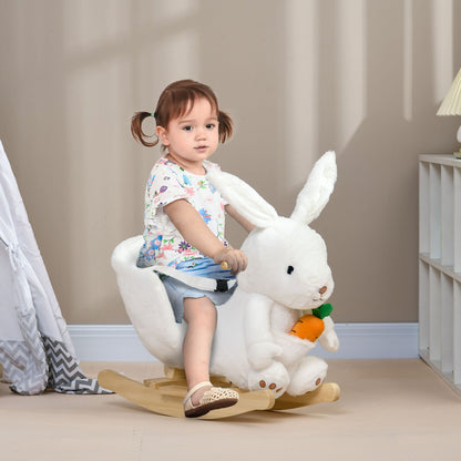 Kids Rocking Horse, Plush Rabbit-Shaped Baby Rocking Chair, for 18-36 Months