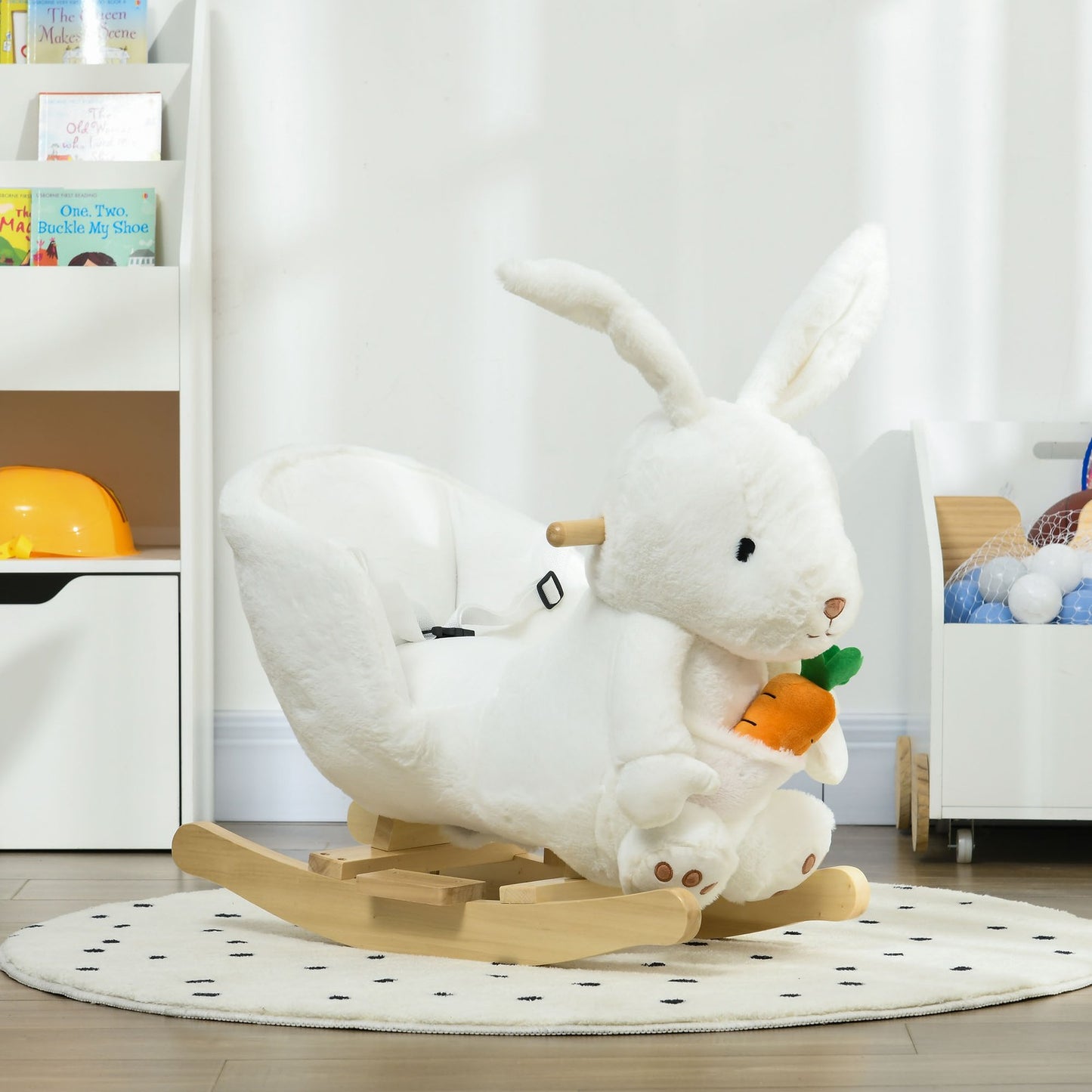 Kids Rocking Horse, Plush Rabbit-Shaped Baby Rocking Chair, for 18-36 Months