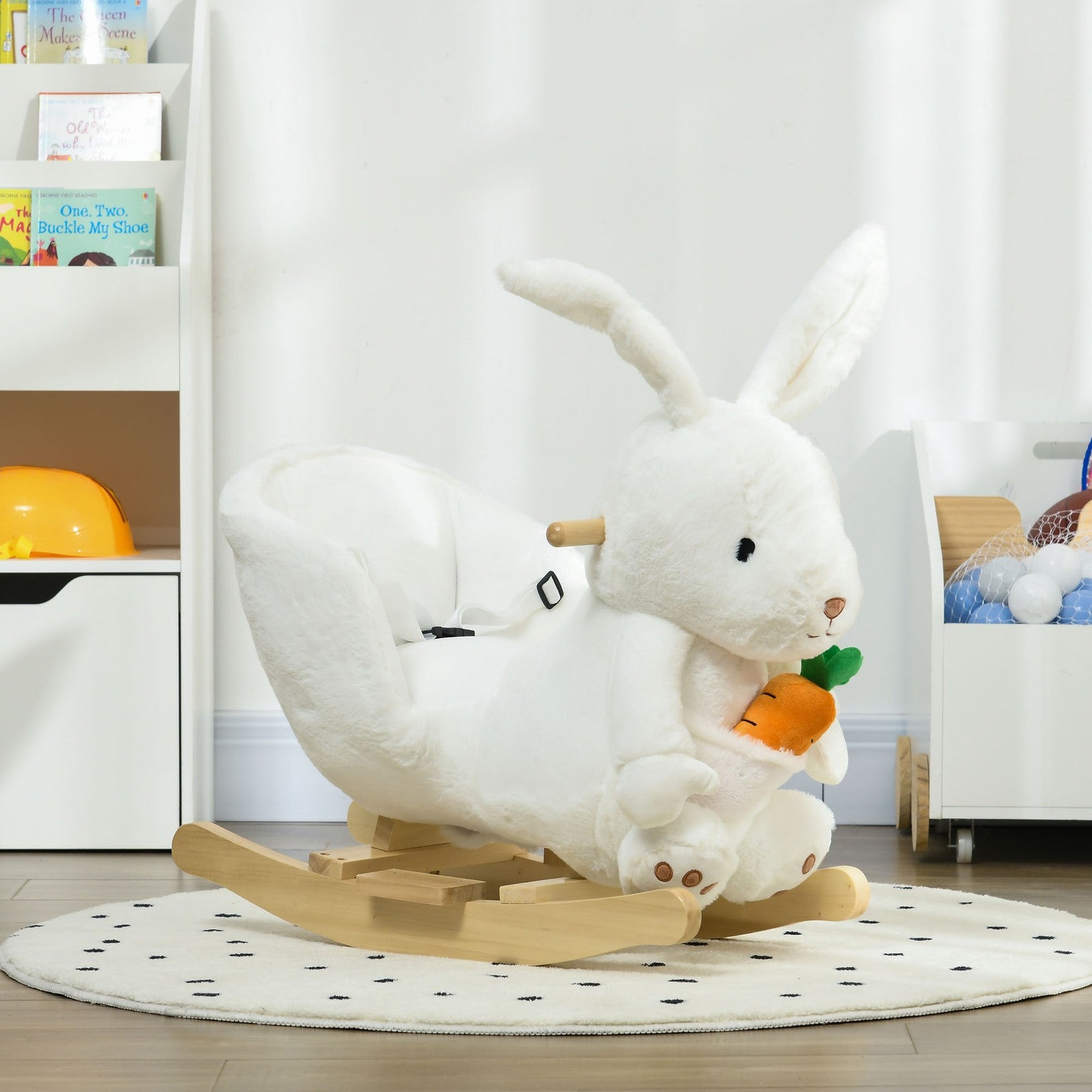 Kids Rocking Horse, Plush Rabbit-Shaped Baby Rocking Chair, for 18-36 Months