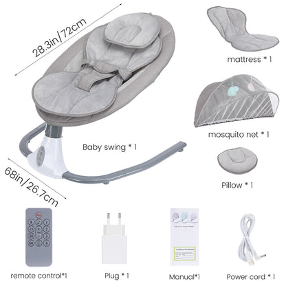 Bluetooth Electric Baby Swing Infant Cradle Bouncer Rocker Chair Music Remote UK