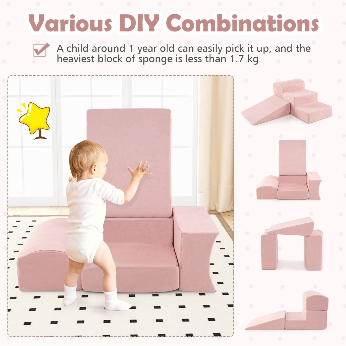 5-Piece Climb and Crawl Playset with Ball Pit for Kids (Ocean Balls Not Included)