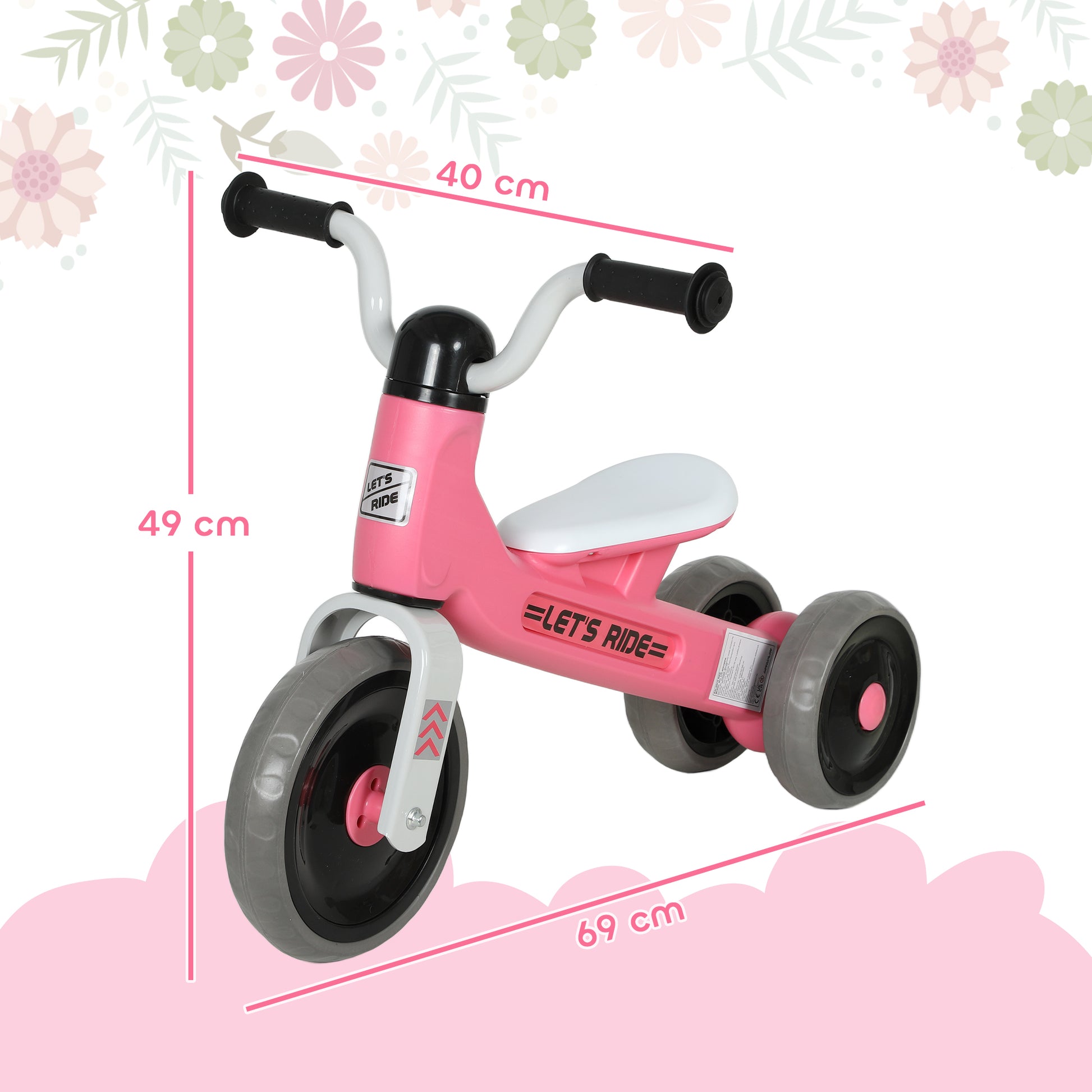 Toddler Balance Bike with No Pedal, 3 Silence Wheels for Indoor Outdoor