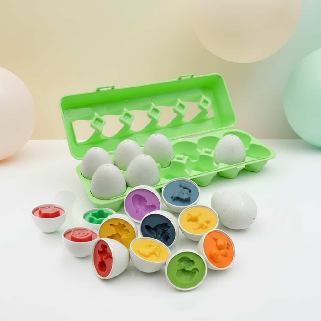 Montessori Smart Eggs with balloon background